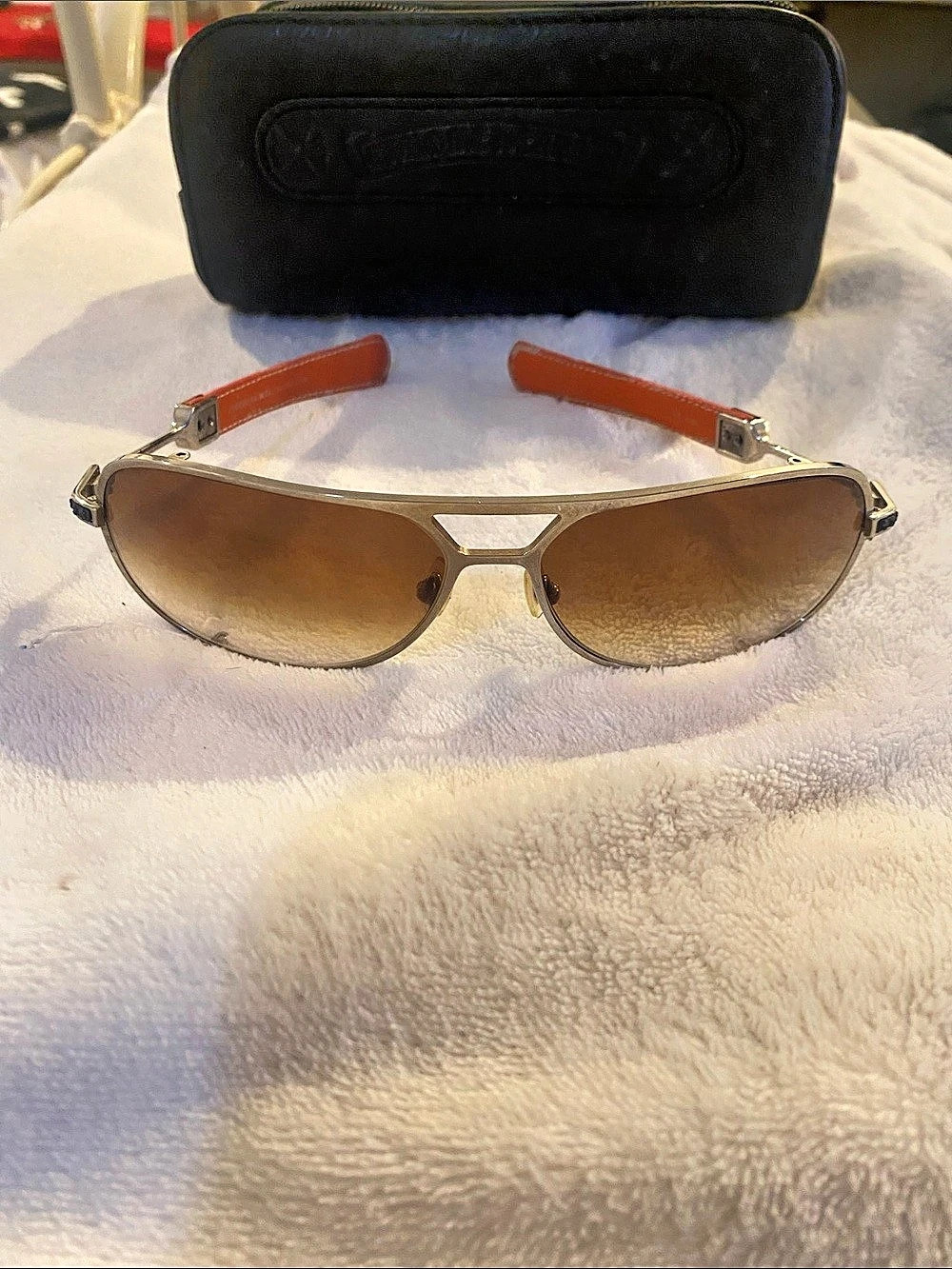 Chrome hearts Aviator Sunglasses in Brown & Orange